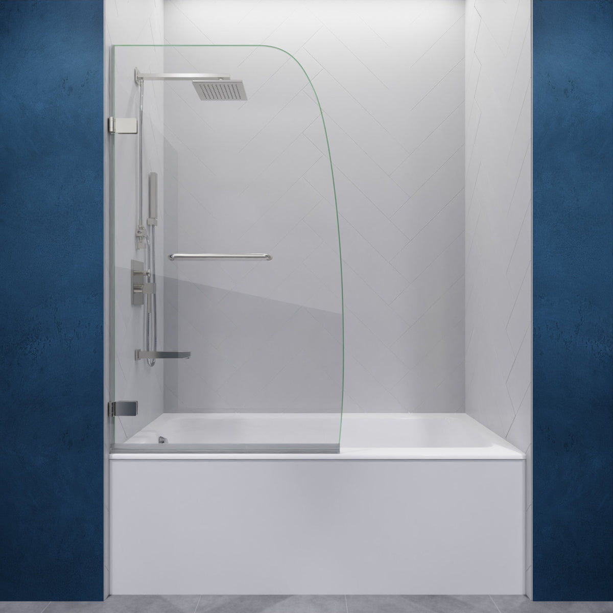 30 x 55 Tub Shower Door, Grand Frameless Hinged Clear