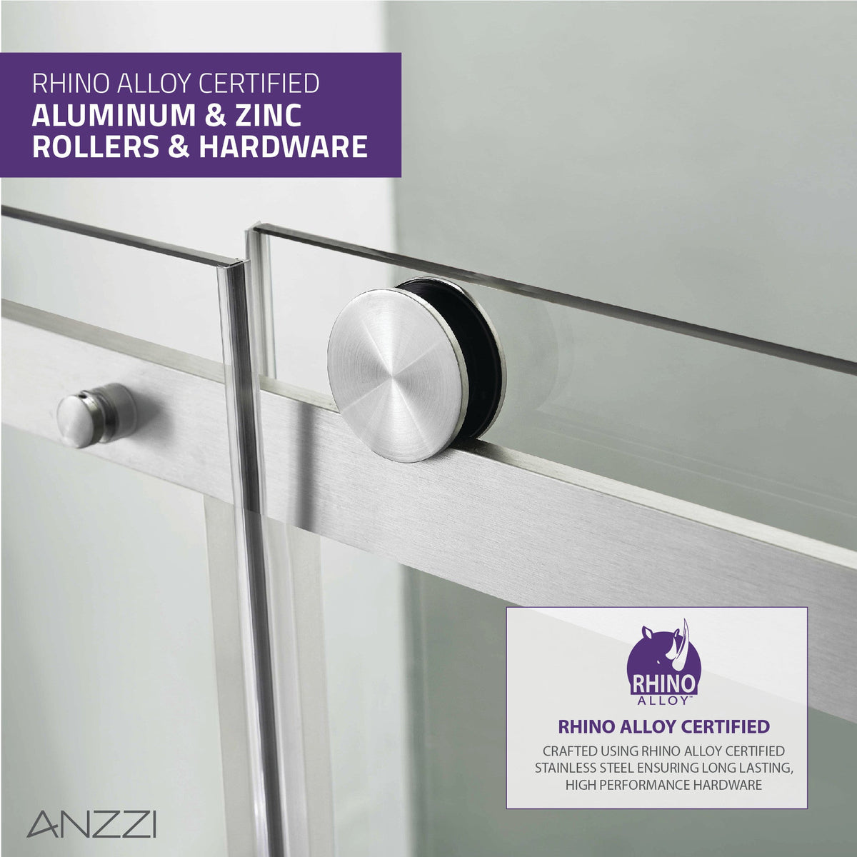 60 x 76 Frameless Shower Door, Rhodes Sliding Tsunami Guard