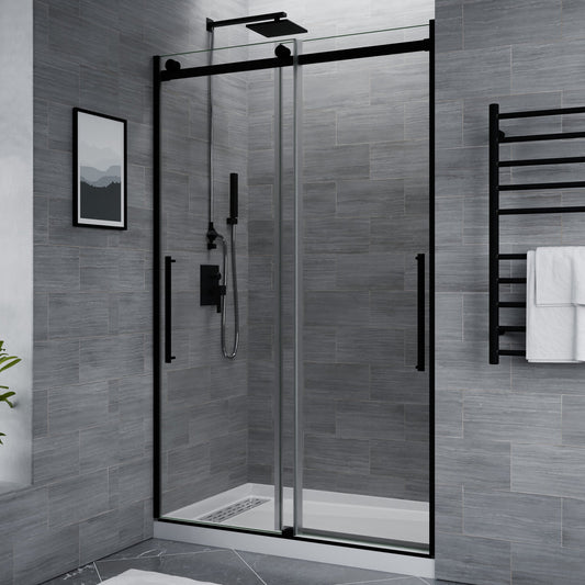 48 x 76 Frameless Shower Door, Stellar Sliding Tsunami Guard