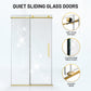 Mountain 48 in. W x 76 in. H Reversible Frameless Sliding Glass Shower Door with Soft-Close System - Multiple Finishes
