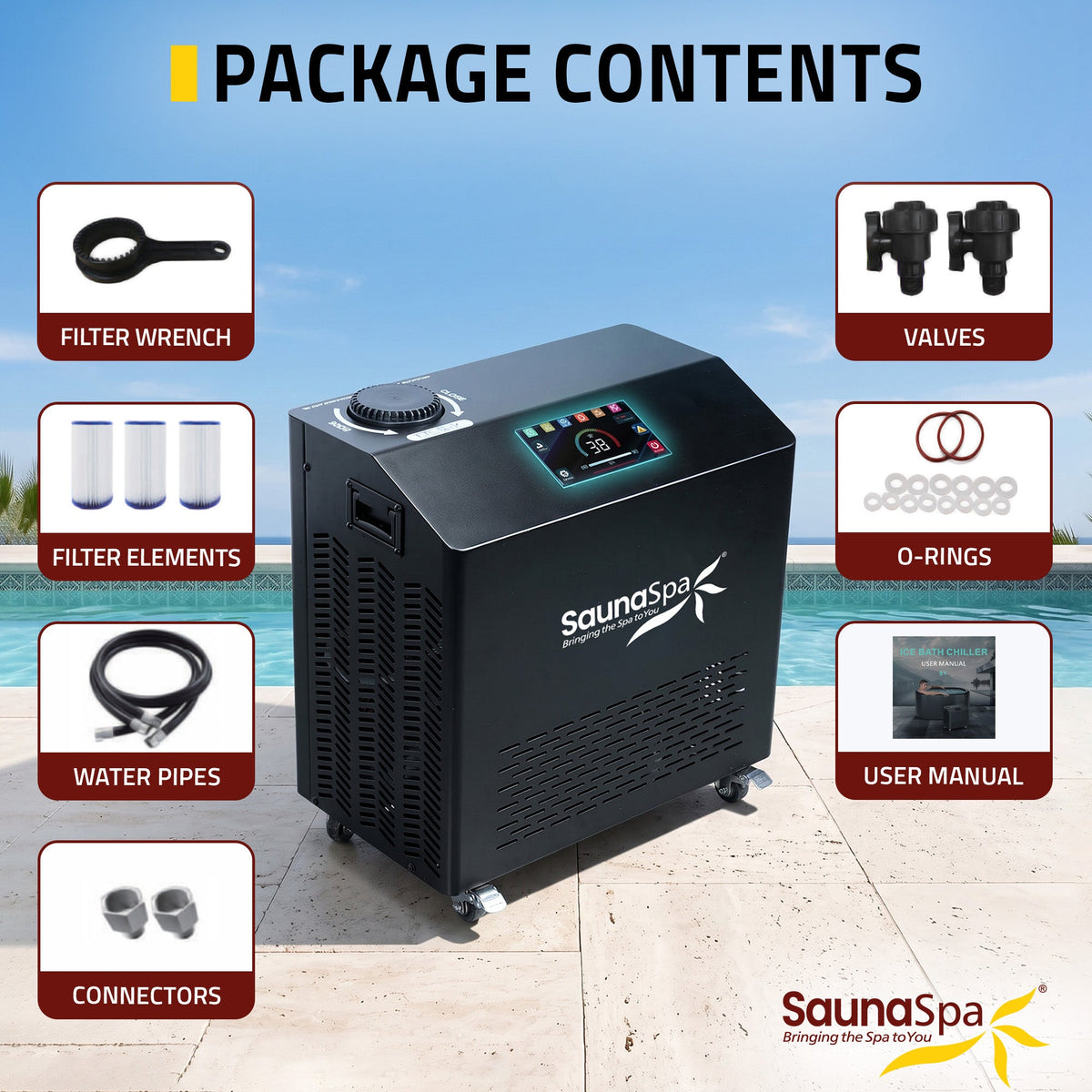 Cold Plunge Tub, Gale Chiller Black Cooling