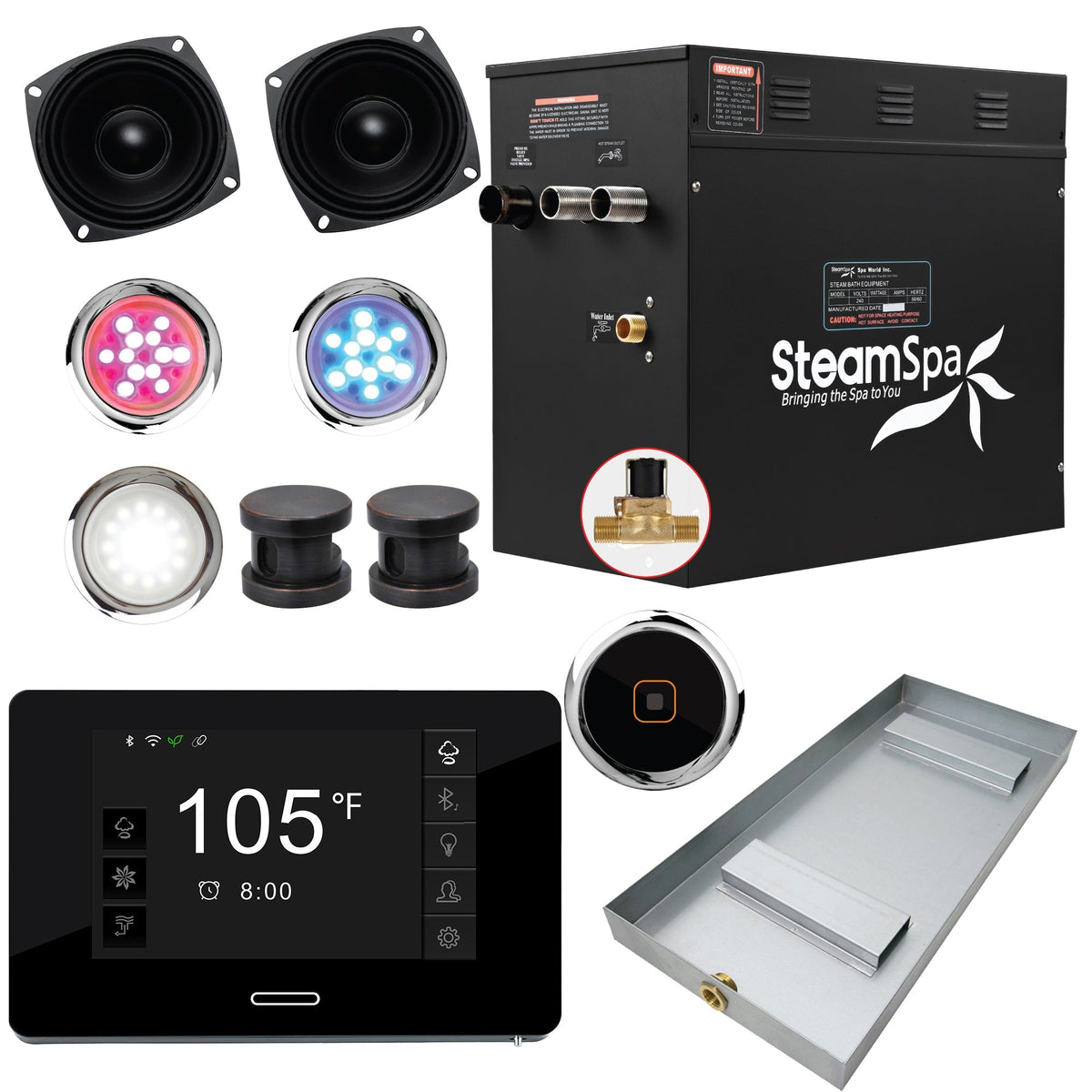 Steam Shower Generator, Full Package, Black