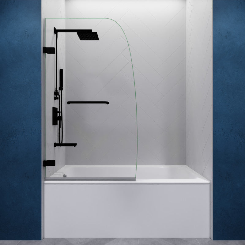 30 x 55 Tub Shower Door, Grand Frameless Hinged Clear Tsunami Guard