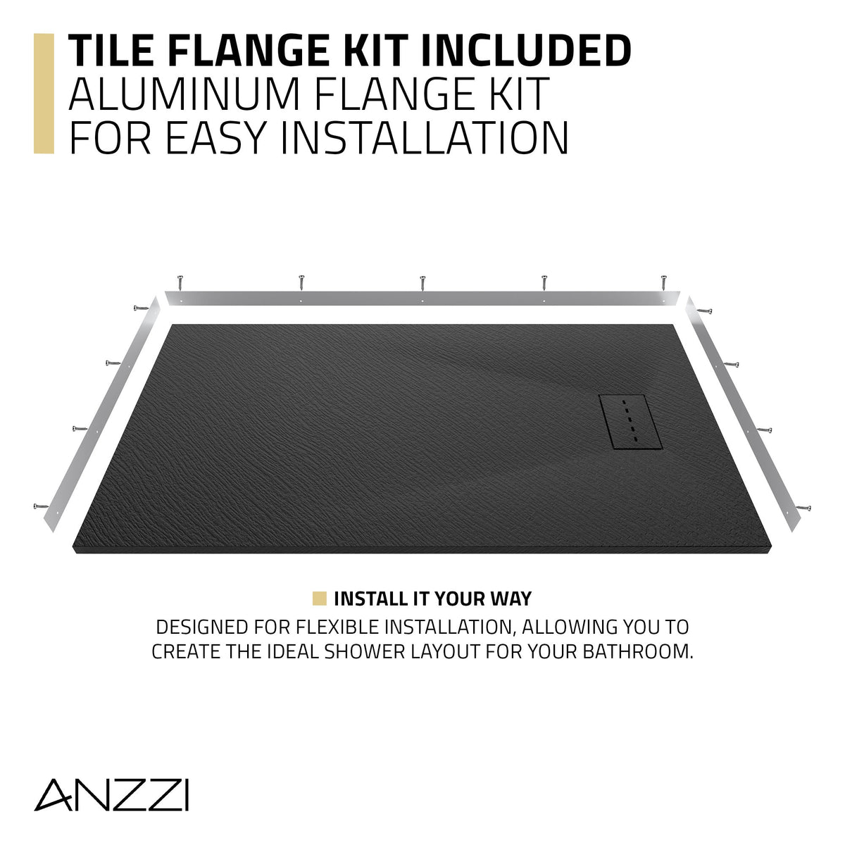 59 x 32 Shower Base, Pan Only, Barrier Free Curbless Black