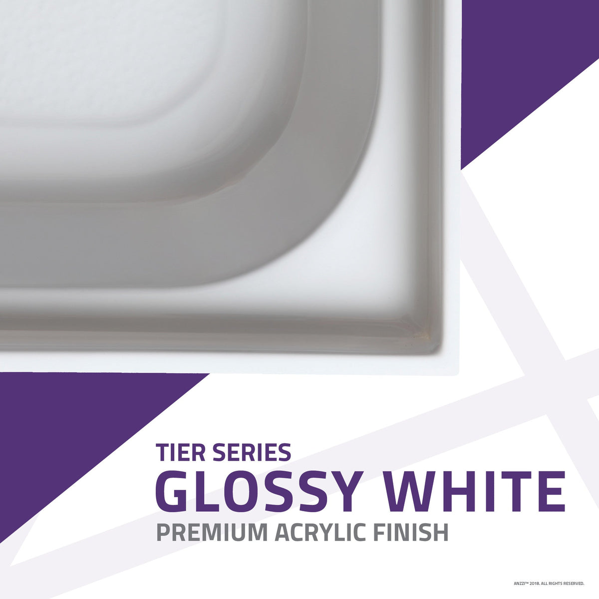 Tiers Base Series 36 in. L x 60 in. W Alcove Shower Shower Pan Base with Right Drain in Glossy White Marine Acrylic