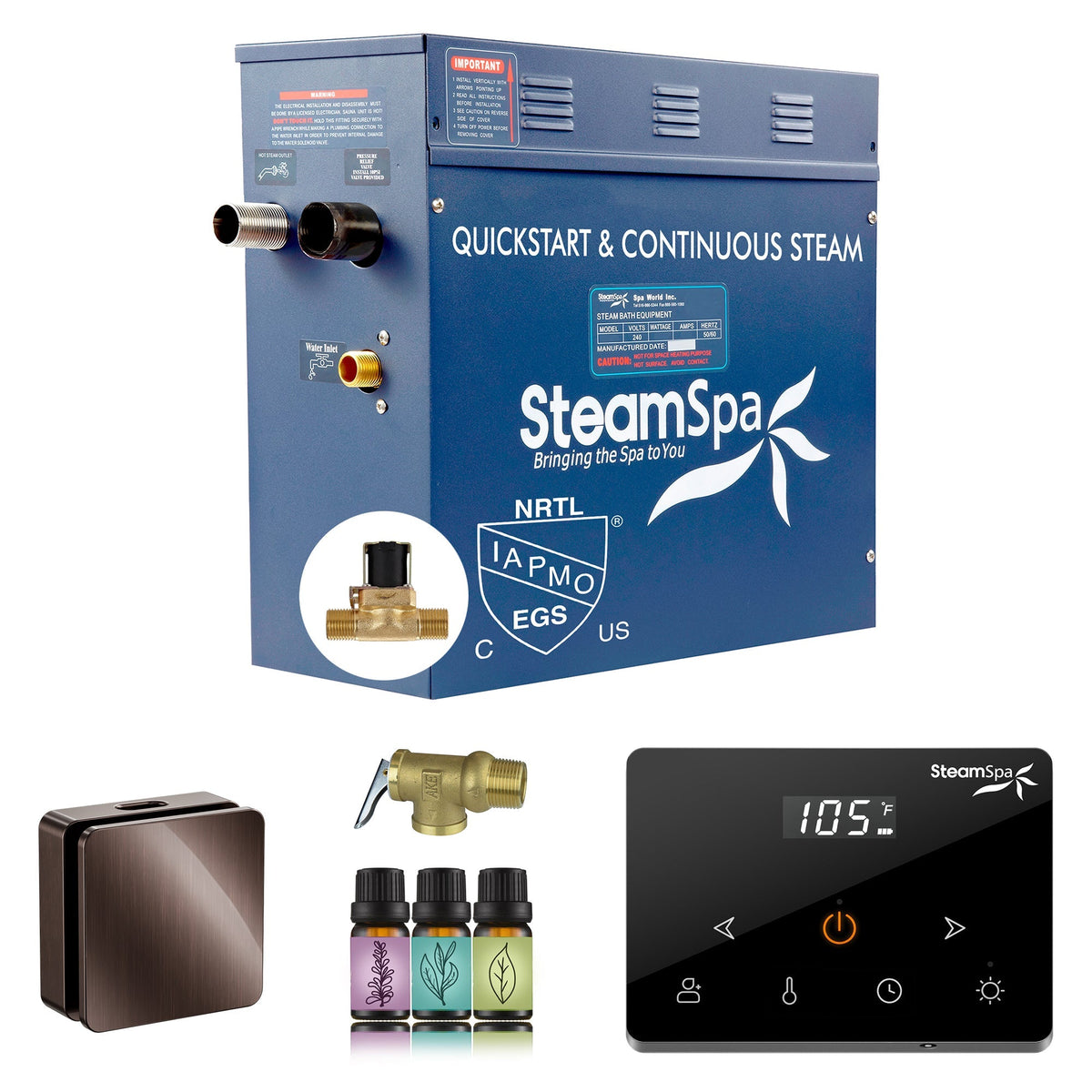 Steam Shower Generator, Full Package, Oasis Wireless New Square