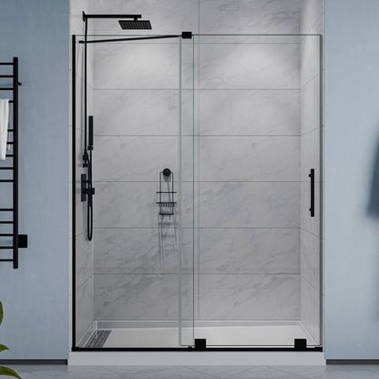 Longboat Series 56 to 60 in. x 76 in. Sliding Semi-Frameless Shower Door with Tsunami Guard Tempered Glass