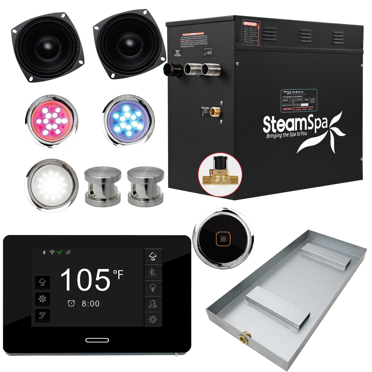 Steam Shower Generator, Full Package, Black