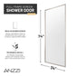 34 x 74 Framed Shower Door, Welle Fixed Screen Tempered Clear Glass
