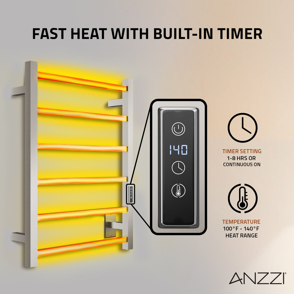 Towel Warmer, ANZZI Charles Bar Mounted
