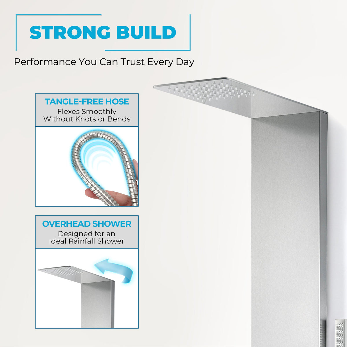 Shower Panel, Collines Jetted Tower Heavy Spray Wand