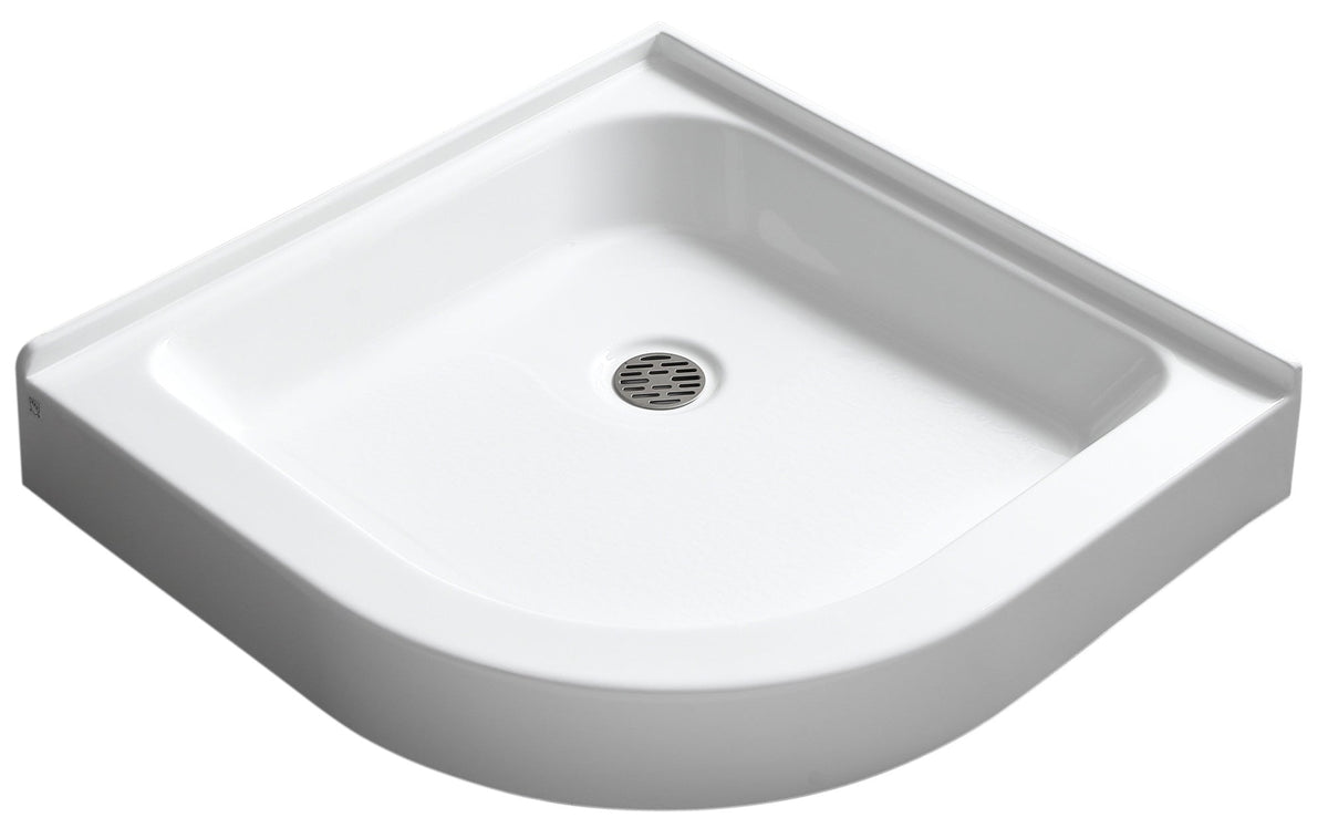 Randi Base Series 36 in. L x 36 in. W Corner Shower Shower Pan Base with Center Drain in Glossy White Marine Acrylic