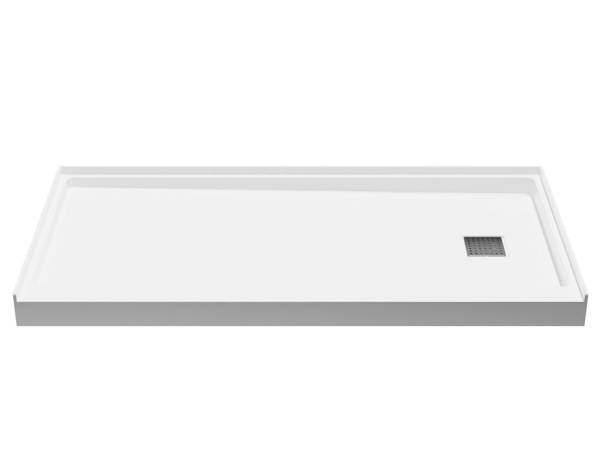 ANZZI Alexander 60" x 30" Alcove Shower Pan, Compression Molded ANR Material (3X Impact Resistant), Low Threshold, Stain