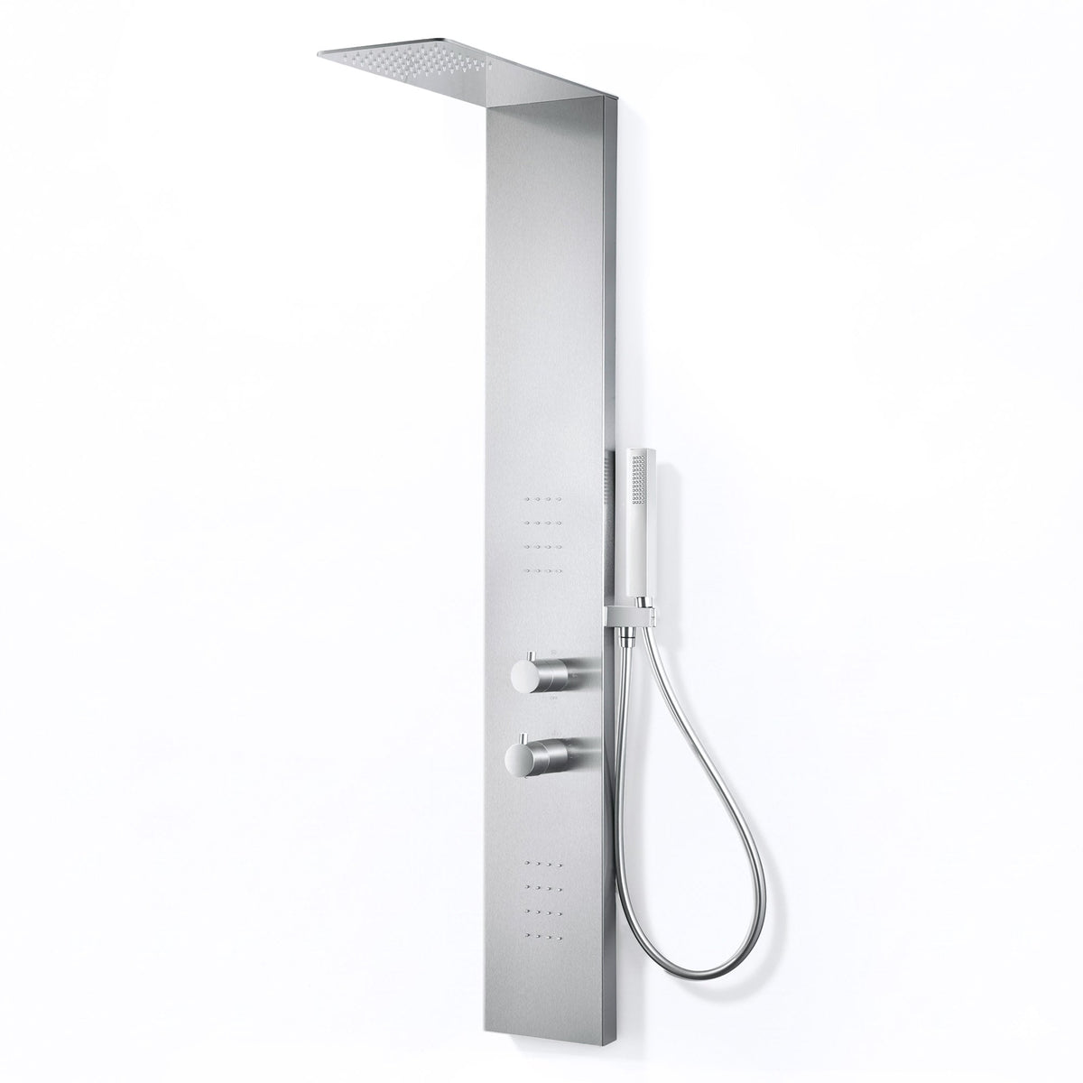 Collines Series 55 in. 2-Jetted Shower Tower with Heavy Rain Shower and Jets and Spray Wand