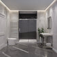 60 x 76 Frameless Shower Door, Rhodes Sliding Tsunami Guard