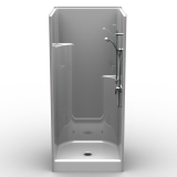 36 x 36 Single Piece Curbed Shower | 5.25" Curb | Walls & Pan from Showers4Less