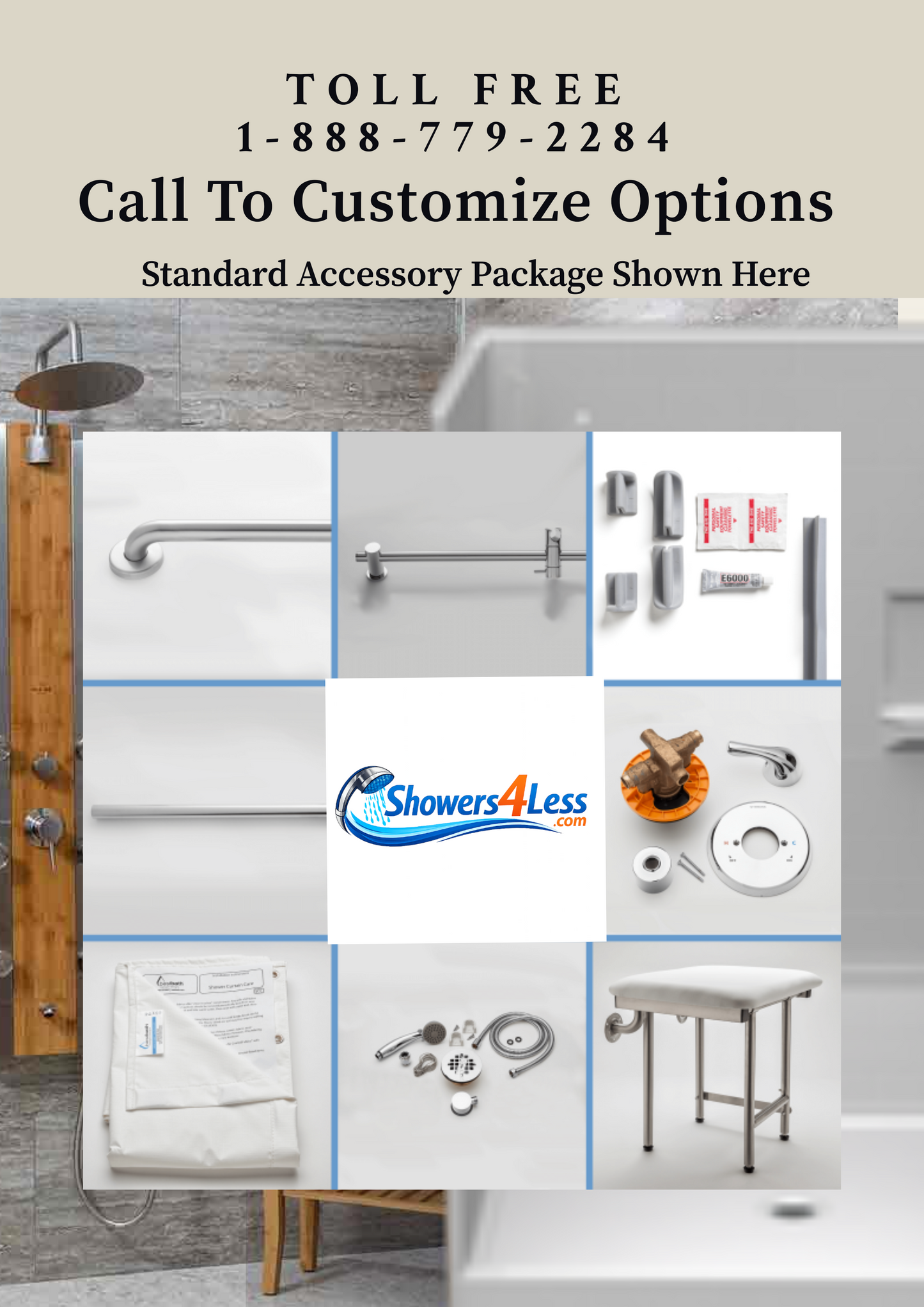 60 X 48 - 4" Curbed Multi -Piece Shower | Pan + Walls Only