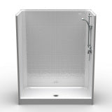 60 X 33 - 5" Curbed Shower| Single Piece | 4" Tile Design | Center Drain - Accessories Not Included