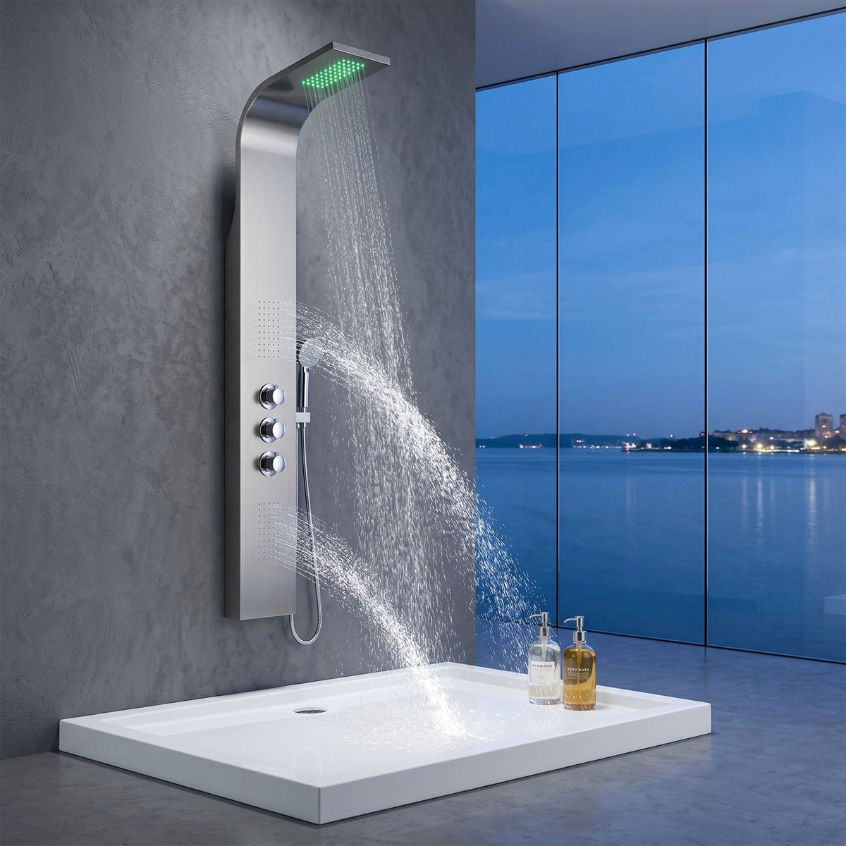 Shower Panel, Arc Jetted Full Body Stainless Steel