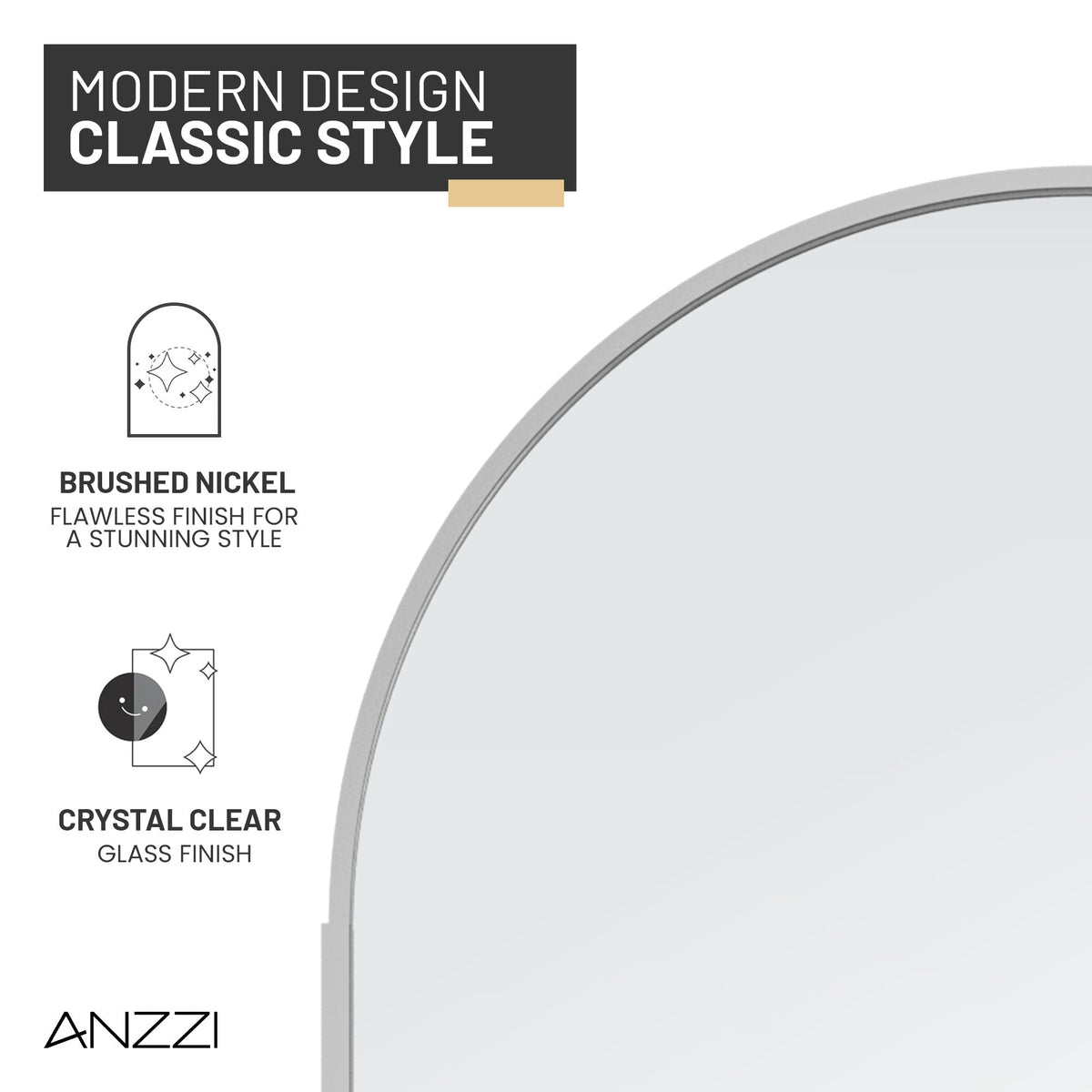 Ember Series 34 in. x 78 in Framed Arch Fixed Shower Screen Door with 8mm Tempered Clear or Fluted Glass