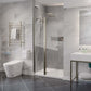 Romance Series 34 in. x 72 in. H Hinged Frameless Shower Door with Tsunami Guard Tempered Glass