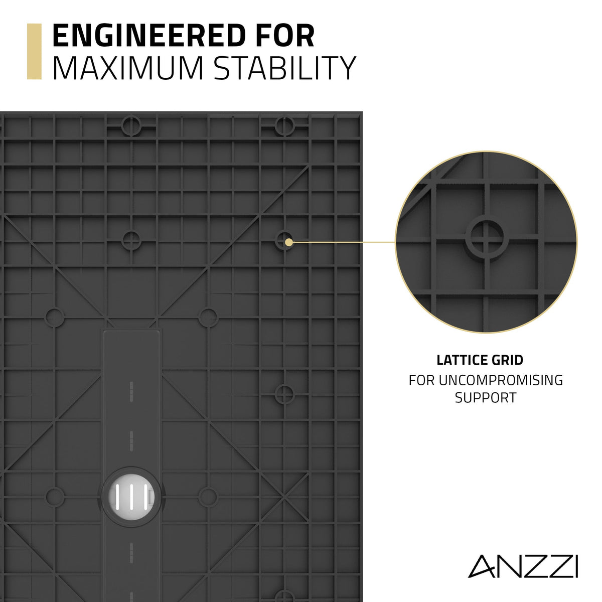 59 x 35 Shower Base, Center Drain, Pan Only ADA Compliant