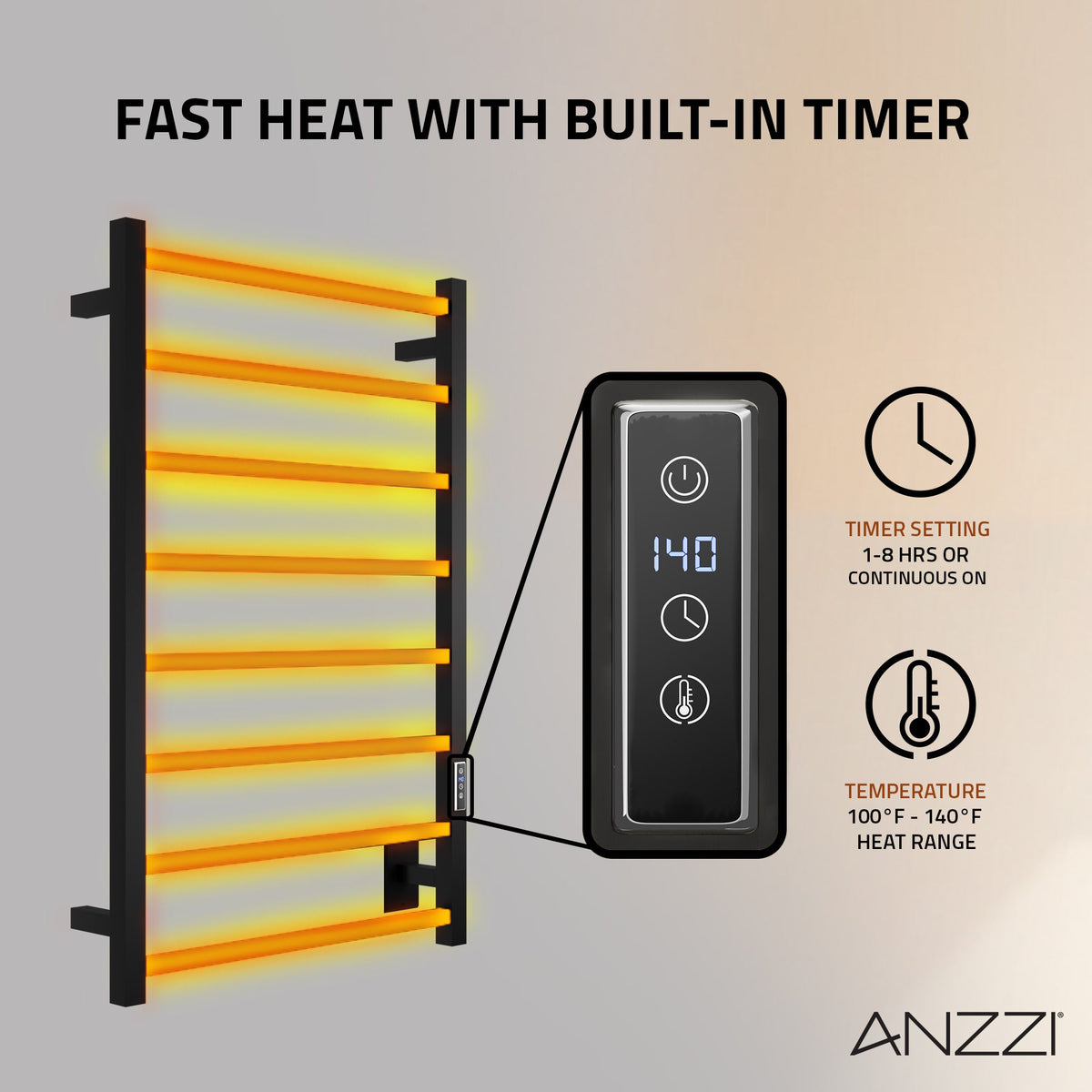 Towel Warmer, ANZZI Bell Bar Mounted