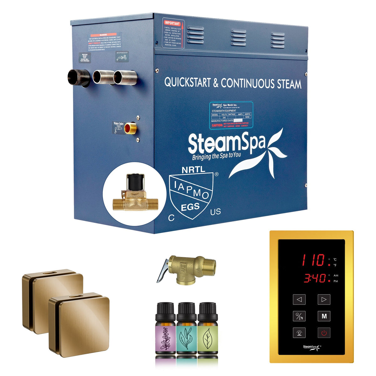 Steam Shower Generator, Full Package, Oasis New Square with Heads