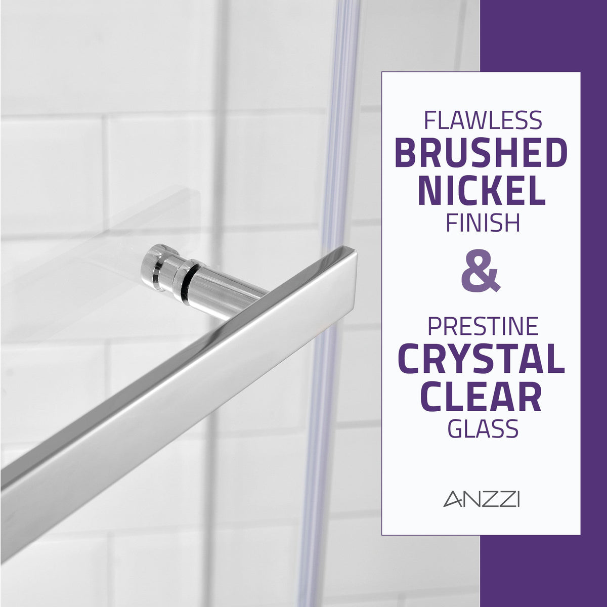 Castle Series 49 in. x 72 in. H Pivot Semi-Frameless Shower Door with Tsunami Guard Tempered Glass