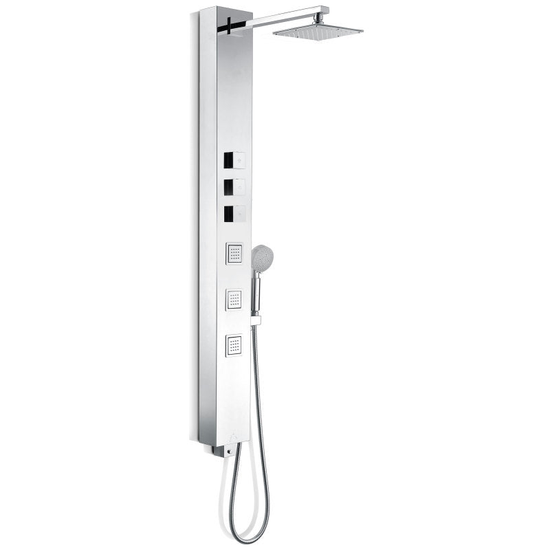Lann 53 in. 3-Jetted Full Body Shower Panel System with Heavy Rain Showerhead and Spray Wand in Chrome (Valve Included)