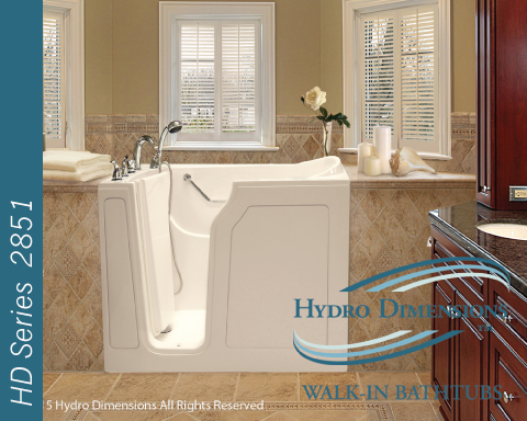 28.25 x 51 Walk-In Tub Shower, Narrow Footprint — Hydro Dimensions 2851