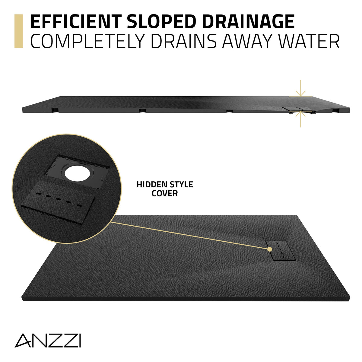 59 x 32 Shower Base, Pan Only, Barrier Free Curbless Black