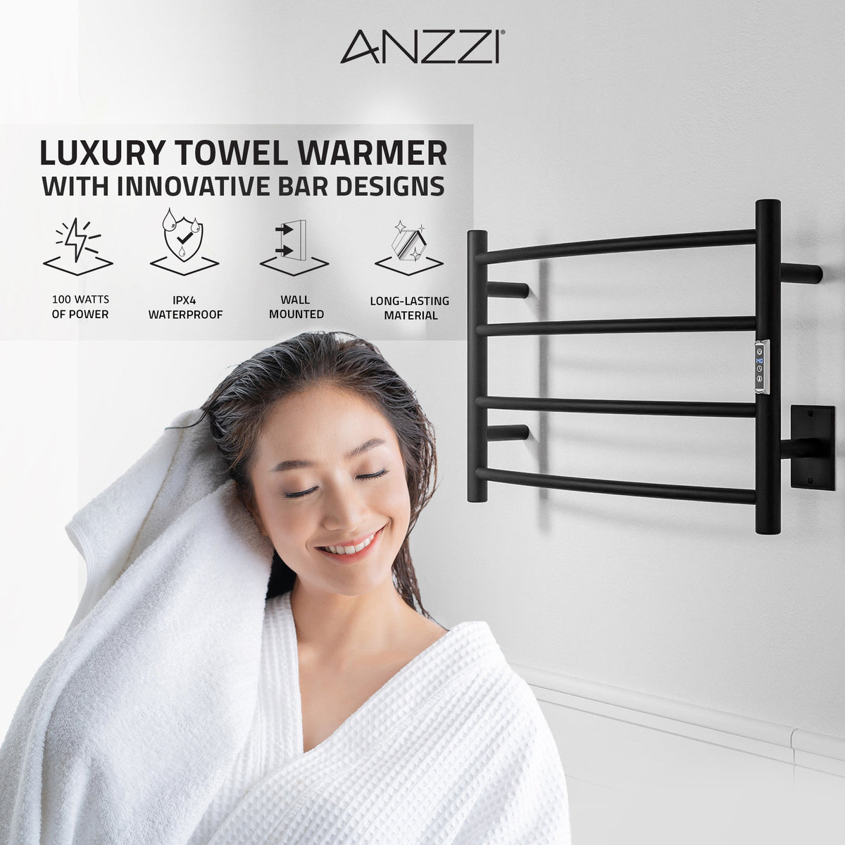 Towel Warmer, ANZZI Glow Bar Compact