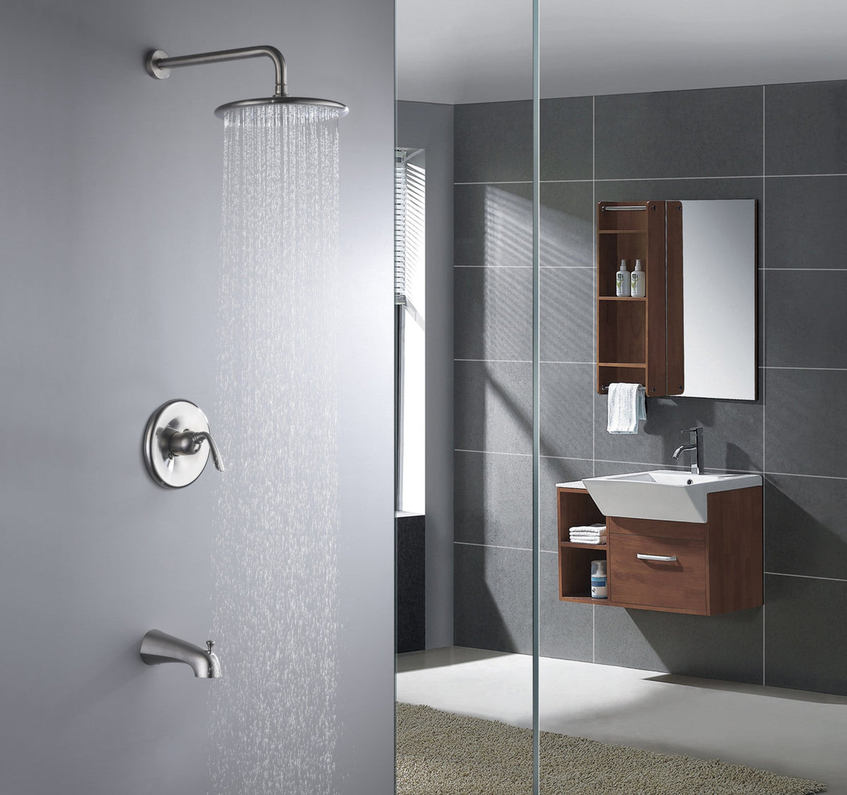 Shower Head, Meno Handle Spray Faucet Brushed Nickel