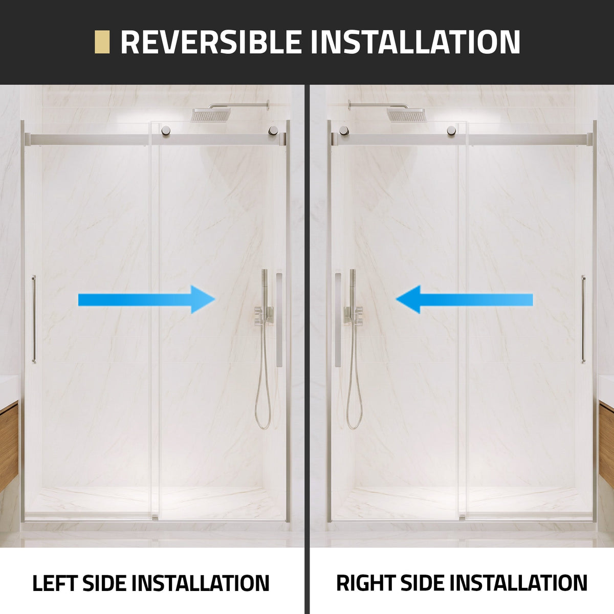 54 x 76 Frameless Shower Door, Stellar Sliding Tsunami Guard