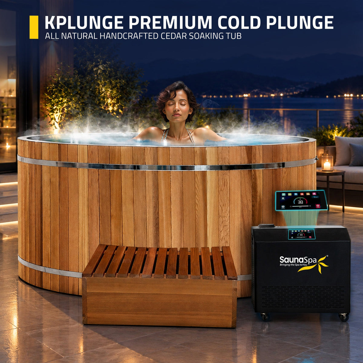 Cold Plunge Tub, 2 Person Jet Cedar