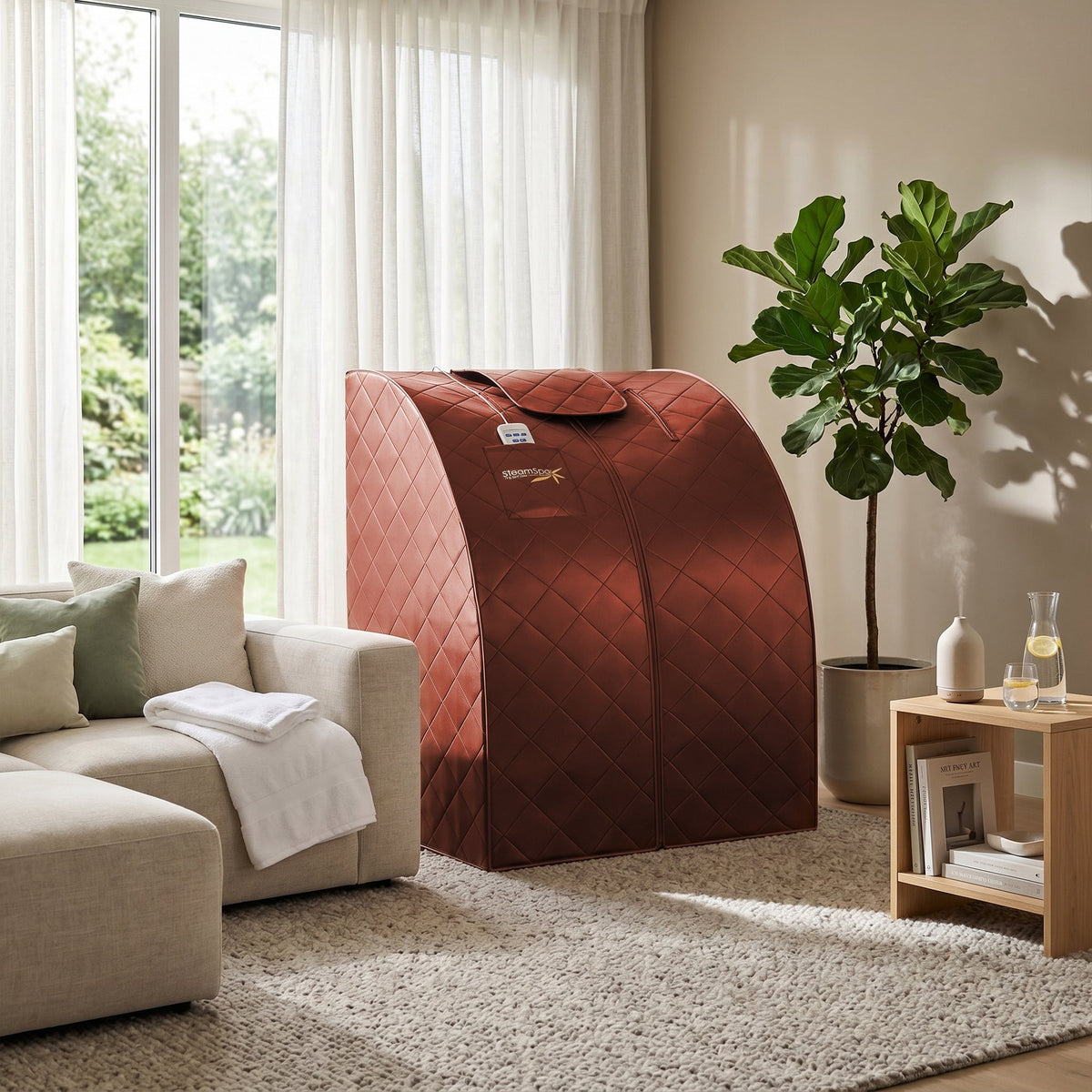 Portable Sauna, 1 Person Indoor PP Chair Brown
