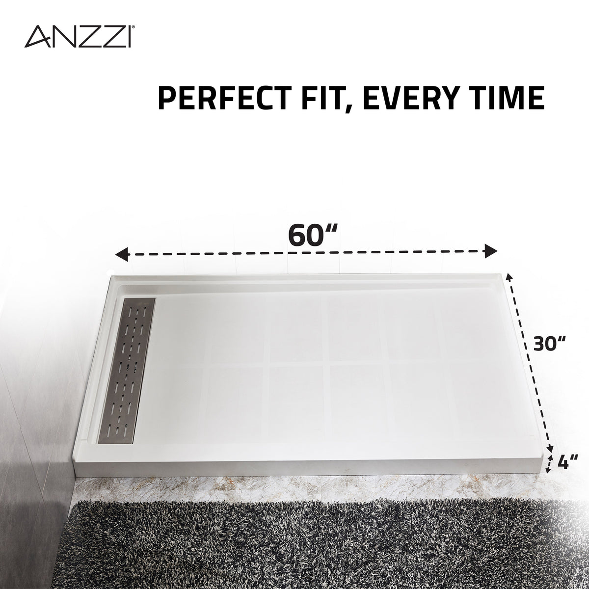 60 x 30 Frameless Shower Door, Pan Only, Kahn Alcove Sliding Combo