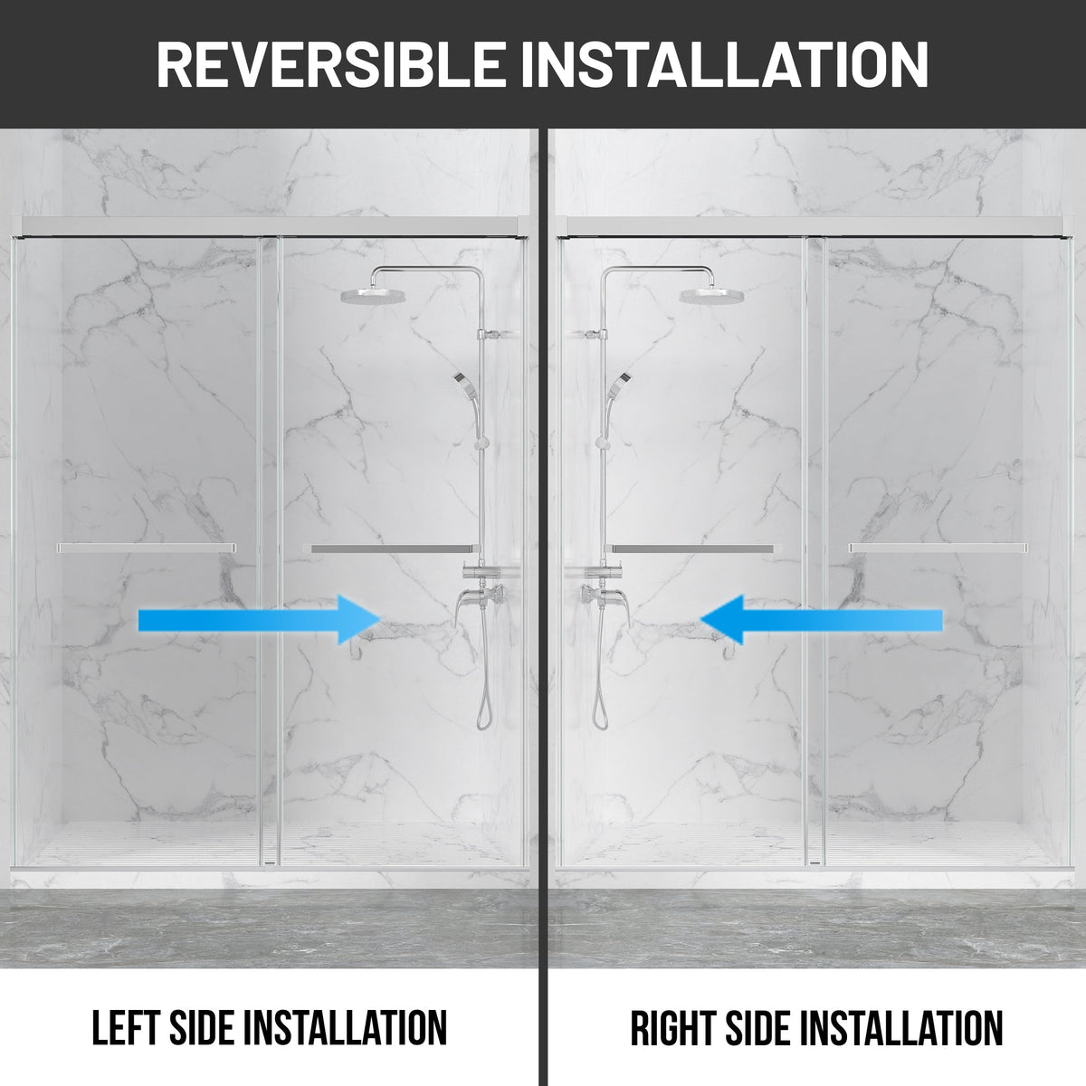 Ward Series 44 to 48 in. x 76 in. Frameless Sliding Shower Door with 3/8" (10mm) Tempered Clear Glass