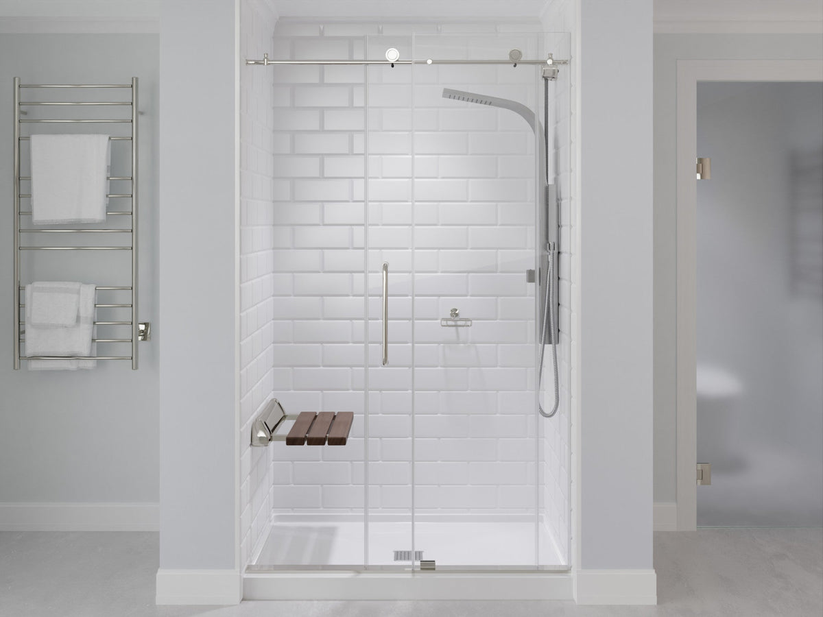 Shower Seat, Kind Teak Mounted Folding in. Wall