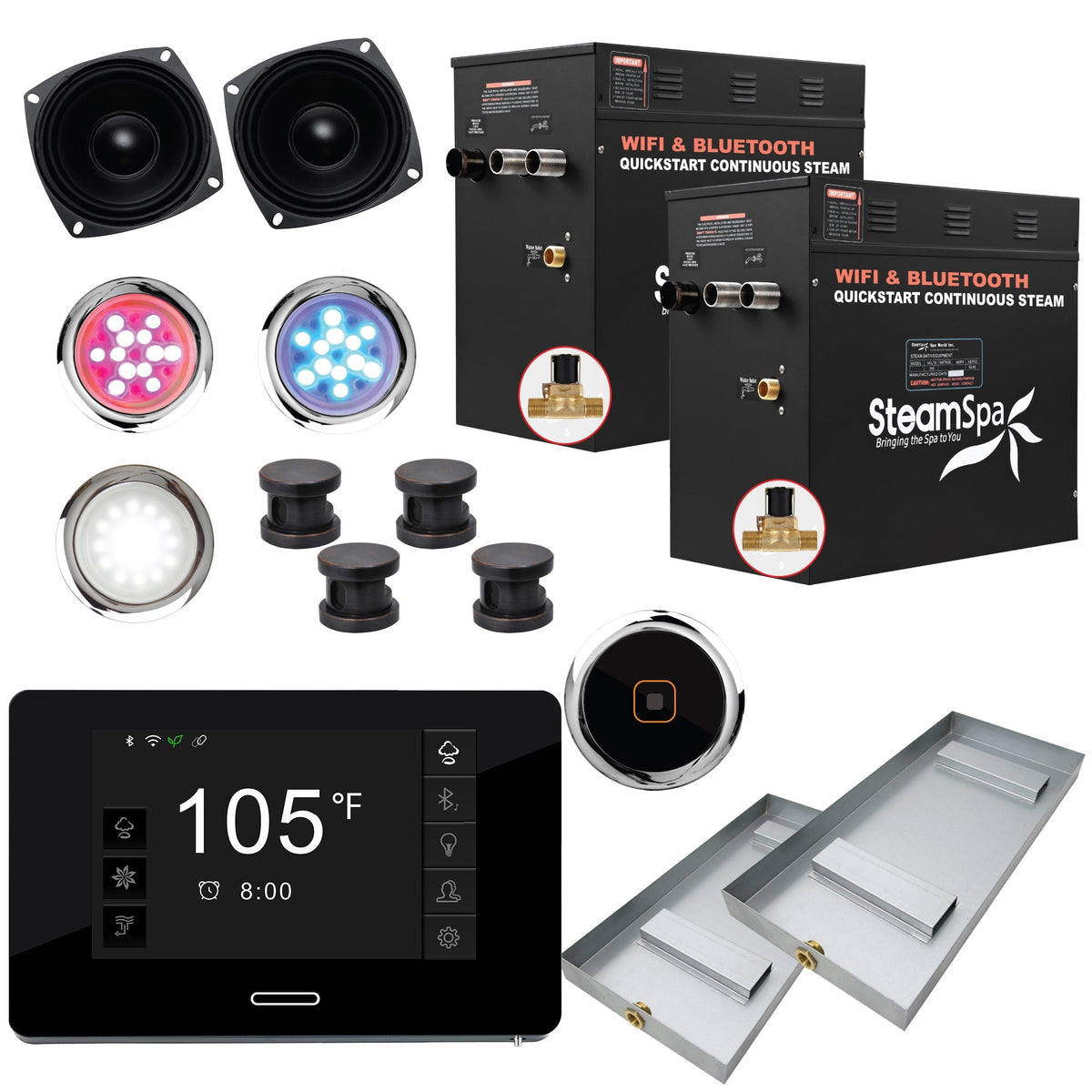Steam Shower Generator, Full Package, Black