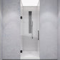 24 x 70 Frameless Shower Door, Fellow Hinged Clear/Frosted Tempered Tsunami Guard