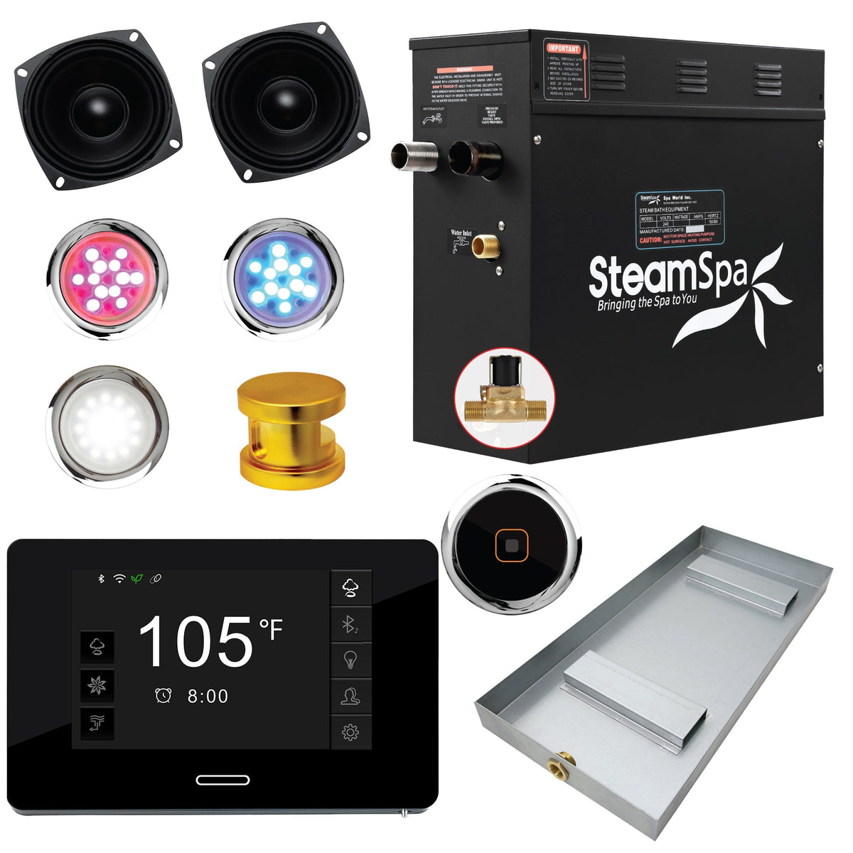 Steam Shower Generator, Full Package, Black