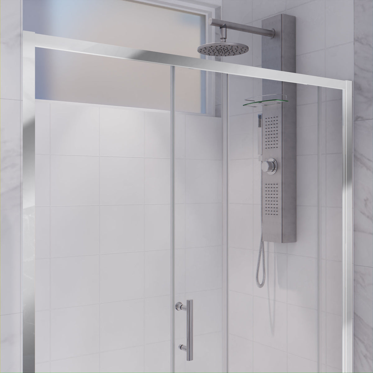 Halberd Series 47 to 48 in. x 72 in. Sliding Framed Shower Door  with Tsunami Guard Tempered Glass