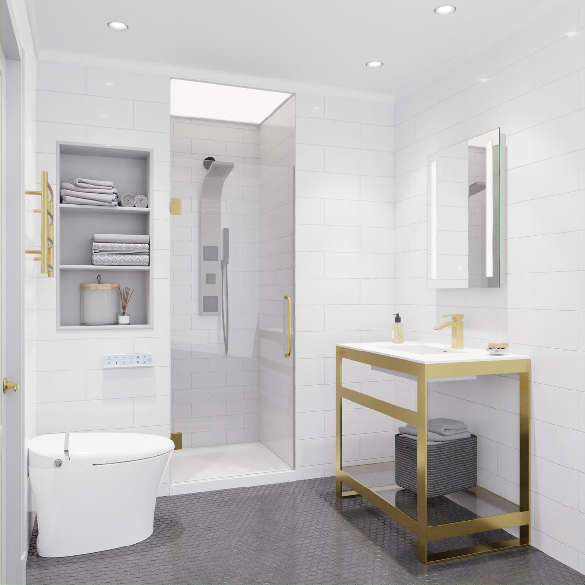 30 x 72 Frameless Shower Door, Fellow Hinged Clear Tempered Tsunami Guard