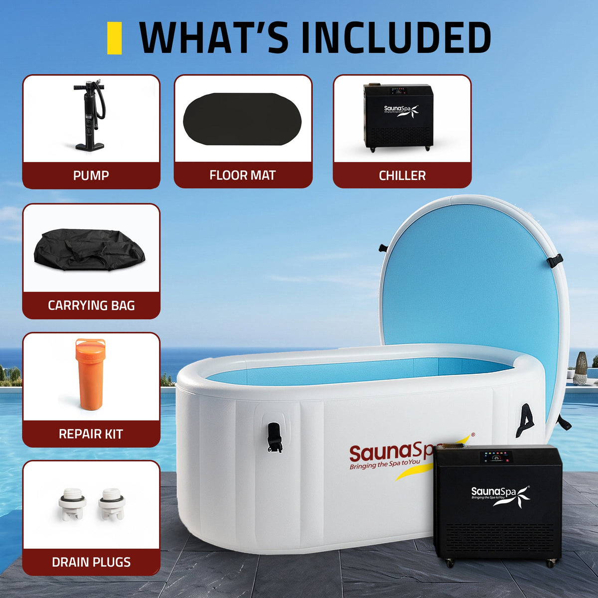 Cold Plunge Tub, Kodiak Person Inflatable Ice Kit Gray