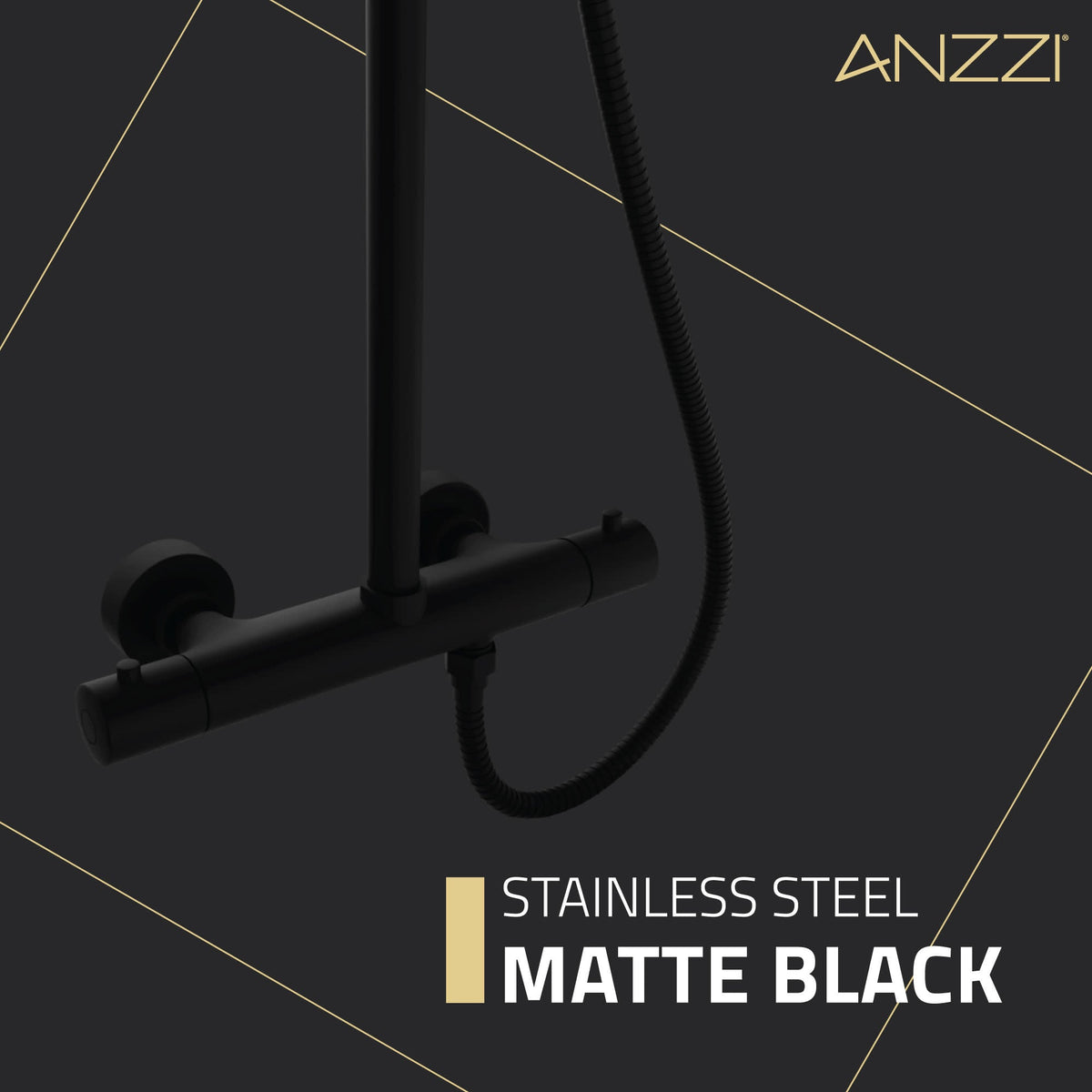Shower Head, Heavy Rainfall Stainless Steel Matte Black