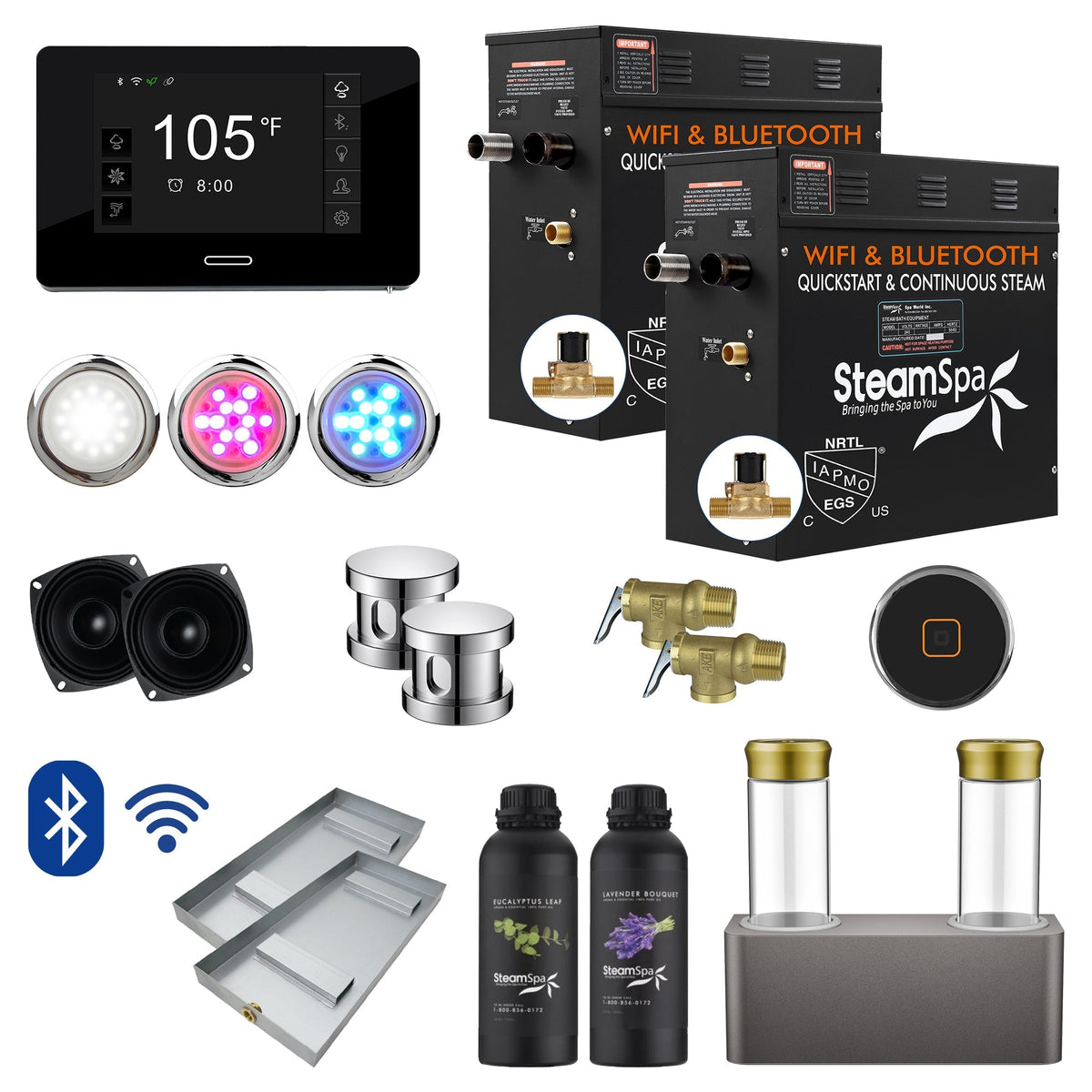 Steam Shower Generator, Full Package, Black Deluxe Series