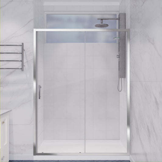 48 x 72 Framed Shower Door, Halberd Sliding Tsunami Guard