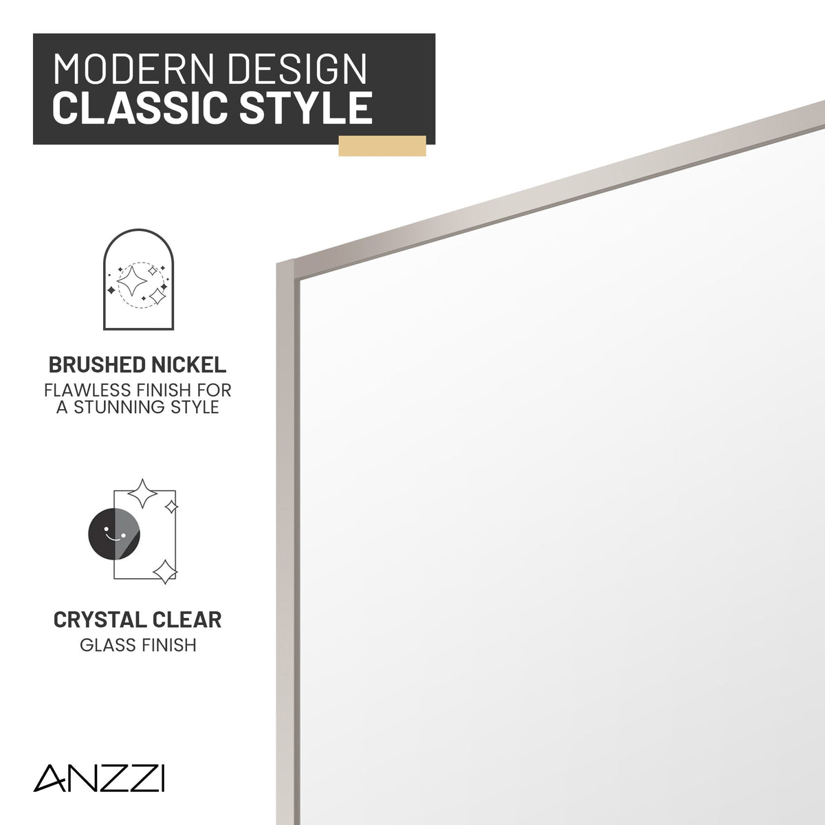 Welle 34 in. x 74 in. Framed Fixed Shower Screen Door with 5/16" (8mm) Tempered Fluted or Clear Glass